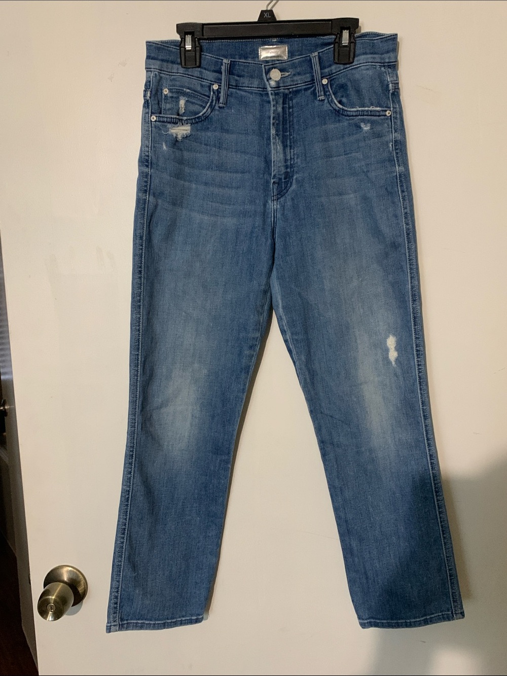 MOTHER Classic Straight Leg Jeans in Medium Blue Wash